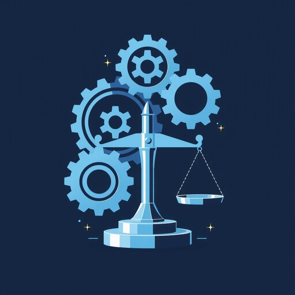 Ilustración de engranajes y una balanza, simbolizando el metabolismo y el equilibrio.
