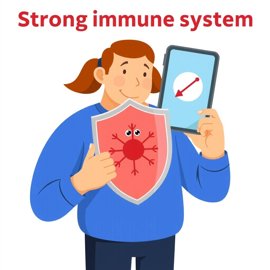 Ilustración de una persona con un escudo, representando un sistema inmune fuerte.